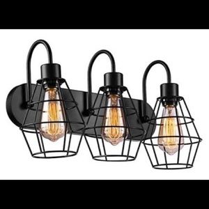 ❤️SOLD❤️Retro Style farmhouse Bathroom Vanity  3 Lights, Vintage Matte Black